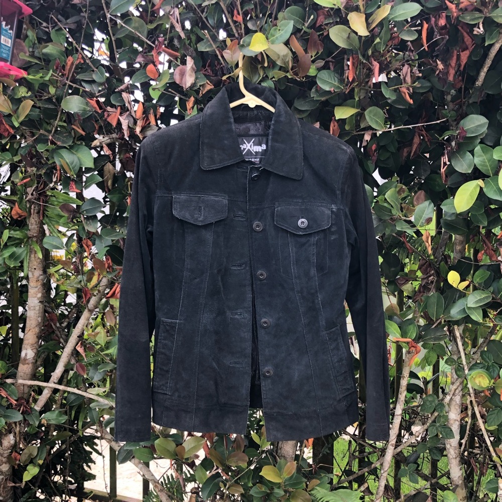 Suede Jacket. Black. Size Small